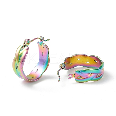 304 Stainless Steel Wide Chunky Hoop Earrings for Women Ion Plating(IP) EJEW-P197-04MC-1