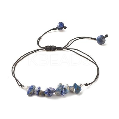 Natural Lapis Lazuli Chips Braided Bead Bracelet BJEW-JB08019-01-1
