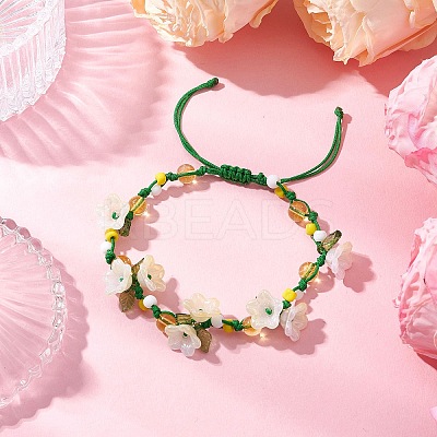 Flower Synthetic Citrine  Braided Bracelets for Women BJEW-TA00625-03-1