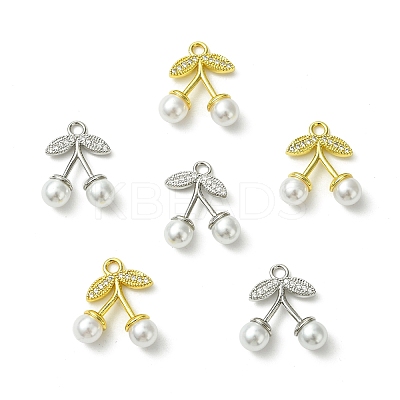 6Pcs 2 Colors Brass Micro Pave Clear Cubic Zirconia Pendants KK-CJ0003-19-1