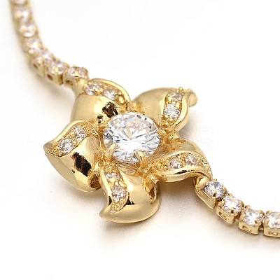 Golden Plated Brass Cubic Zirconia Cup Chain Bracelets BJEW-H0001-03G-1
