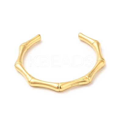 Ion Plating(IP) 304 Stainless Steel Bamboo Open Cuff Ring for Women X-RJEW-I085-10G-1