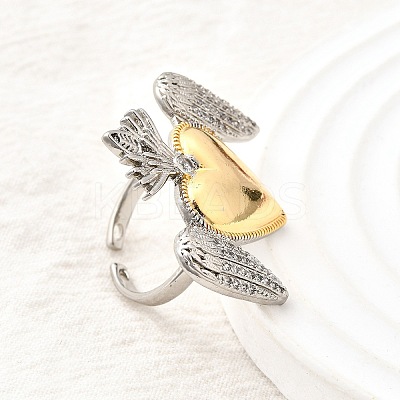 Brass Micro Pave Cubic Zirconia Cuff Rings for Women RJEW-F184-01A-GP-1