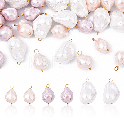 30Pcs 3 Styles Electroplated Glass Pearl Pendants PALLOY-YW00111-1