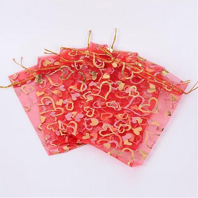 Heart Printed Organza Bags OP-R022-13x18-07-1