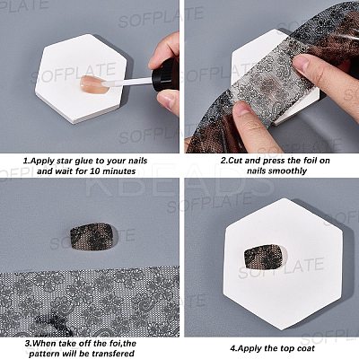 10 Rolls PET Lace Flower Nail Foils Floral Transfer Paper STIC-WH20010-16B-1