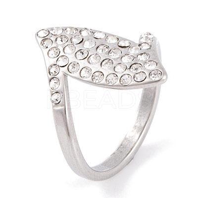 304 Stainless Steel Horse Eye Finger Ring for Women RJEW-C086-27-P-1