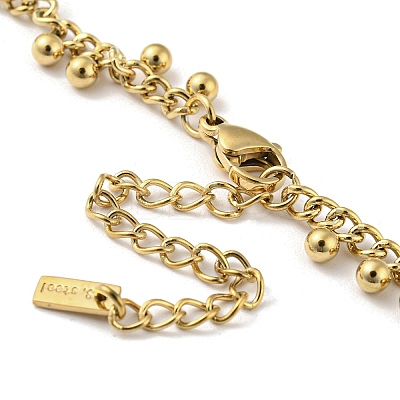 304 Stainless Steel Round Ball Charms Link Chain Necklaces LS-NJEW-G119-01G-1