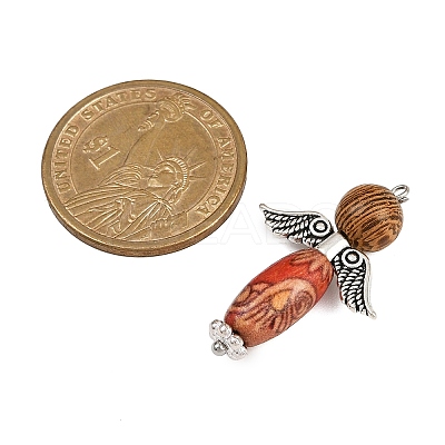 Printed Natural Wood Pendants PALLOY-JF04386-1