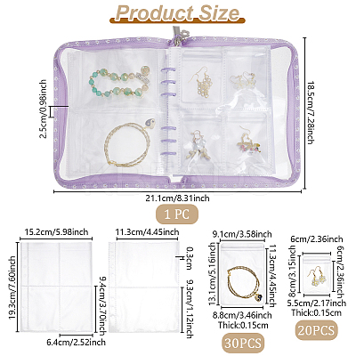 PVC Loose Leaf Jewelry Storage Bag ODIS-WH0038-90D-1