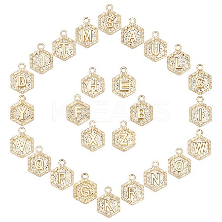 26 Pcs 26 Letters Alloy Pendants FIND-SC0001-42G-1