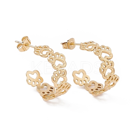 Ion Plating(IP) 304 Stainless Steel Bear Paw Print Wrap Stud Earrings for Women EJEW-B018-12G-1