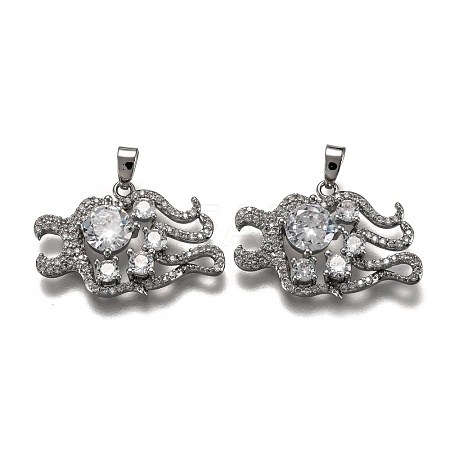 Brass Clear Cubic Zirconia Constellation Charms KK-J278-33P-B-1