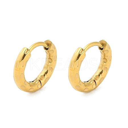 Ion Plating(IP) 304 Stainless Steel Textured Huggie Hoop Earrings EJEW-G374-02A-G-1