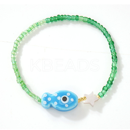 Handmade Porcelain & Resin Beads Stretch Bracelets for Women RS1476-5-1