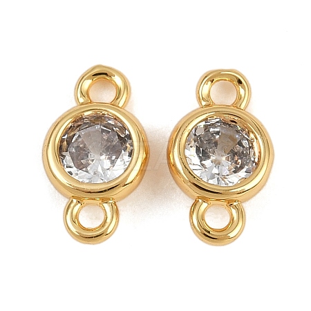 Brass Pave Clear Cubic Zirconia Connector Charms KK-H078-08G-1