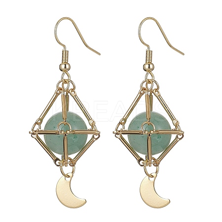 Natural Green Aventurine Dangle Earrings EJEW-JE05499-03-1