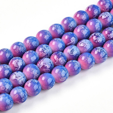 Baking Paint Glass Beads Strands DGLA-N008-8mm-02-1