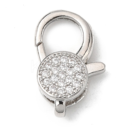 Brass Clear Cubic Zirconia Lobster Claw Clasps KK-Z078-47B-P-1