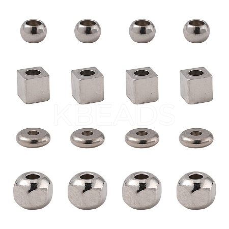 100Pcs 4 Style 304 Stainless Steel Spacer Beads STAS-YW0002-81-1