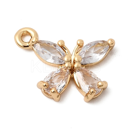 Brass Micro Pave Clear Cubic Zirconia Pendants ZIRC-F146-05A-G-1