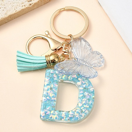 Resin & Acrylic & Faux Suede Tassel Keychain X1-KEYC-YW00117-04-1