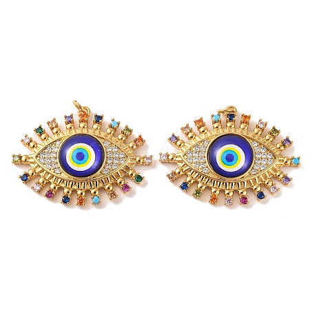 Rack Plating Brass Micro Pave Cubic Zirconia Pendants KK-H486-24G-04-1