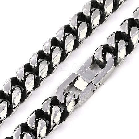 201 Stainless Steel Cuban Link Chain Necklaces for Men NJEW-B116-03P-1-1