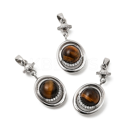 Natural Tiger Eye Pendants KK-G553-04P-1
