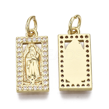 Brass Micro Pave Clear Cubic Zirconia Pendants KK-R133-004-01G-NF-1