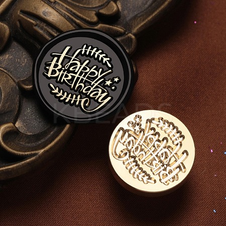 Happy Birthday Wax Seal Brass Stamp Heads AJEW-M038-01J-G-1