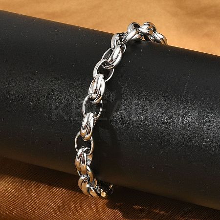 304 Stainless Steel Oval Link Chains Bracelets for Men & Women BJEW-D042-35P-1