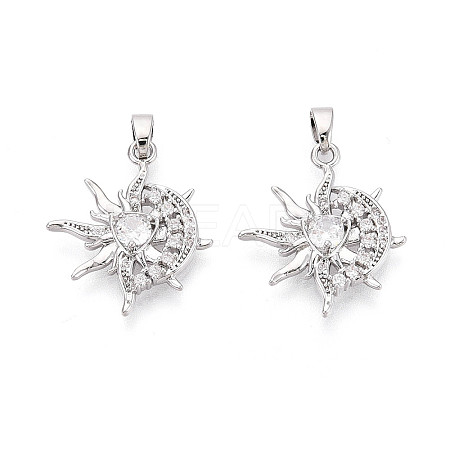 Brass Micro Pave Clear Cubic Zirconia Pendants KK-N259-08P-1