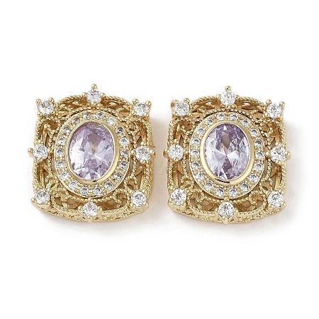 Brass Micro Pave Cubic Zirconia Beads KK-G491-36G-01-1