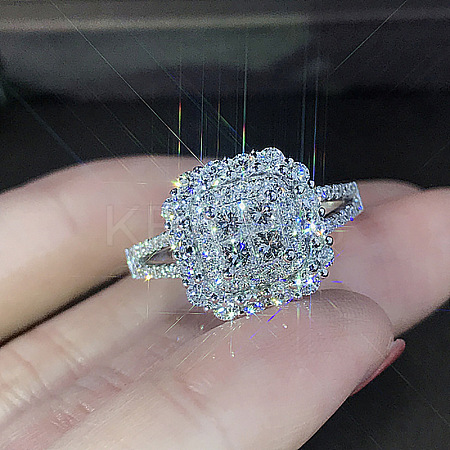 Brass Micro Pave Cubic Zirconia Finger Rings for Women FS-WG4C4EA-07-1