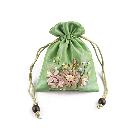 Flower Pattern Satin Jewelry Packing Pouches PW-WG90050-11-1