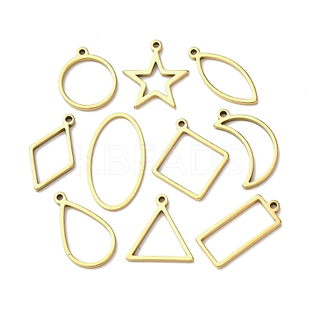 10Pcs 201 Stainless Steel Open Back Bezel Pendant Sets STAS-B101-06A-G-1