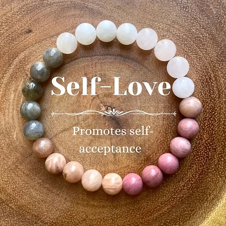 Opalite & Natural Rhodochrosite & Green Aventurine & Quartz Crystal Round Bead Stretch Bracelets WG6A8BD-03-1