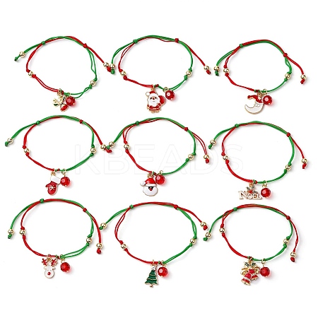 Christmas Theme Alloy Enamel & Imitation Austrian Crystal Charm Bracelets BJEW-JB10903-1