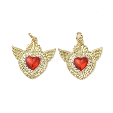 Brass Micro Pave Clear Cubic Zirconia Pendants KK-H466-05G-03-1