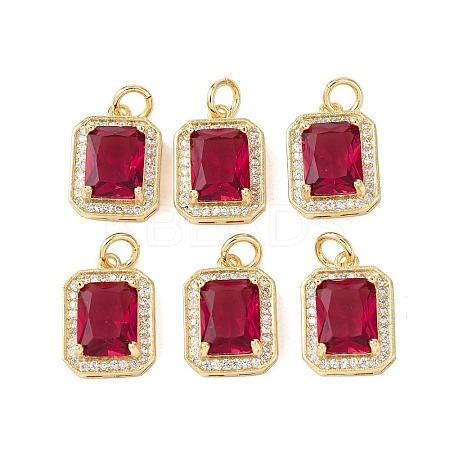 Brass Glass Charms ZIRC-F116-09A-G-1