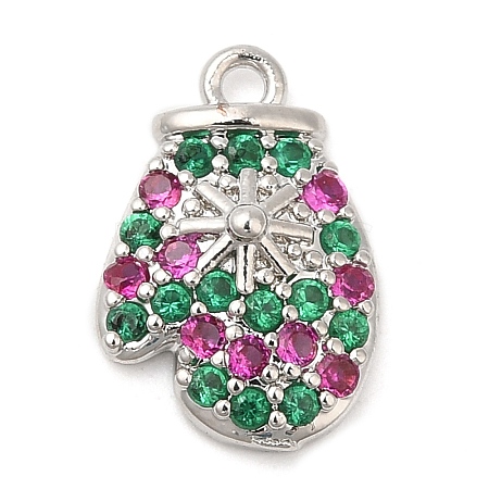 Rack Plating Brass Pave Cubic Zirconia Pendants KK-R150-13P-02-1