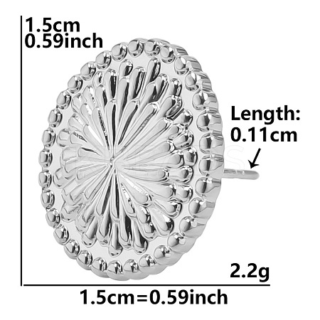 Flat Round Stainless Steel Stud Earrings for Women US2869-3-1