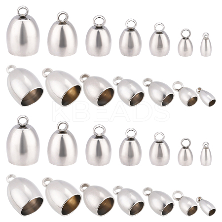 56Pcs 7 Style 304 Stainless Steel Cord Ends STAS-DC0004-07-1