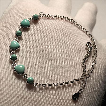 Synthetic Turquoise Link Bracelets BJEW-C146-04-1