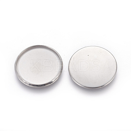 Tarnish Resistant 304 Stainless Steel Milled Edge Bezel Cups X-STAS-K099-01A-25mm-P-1
