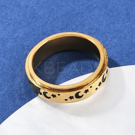 304 Stainless Steel Enamel Rotating Finger Rings RJEW-A074-03G-1