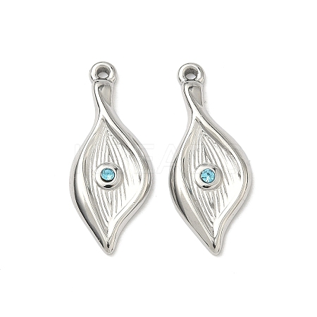 304 Stainless Steel Rhinestone Pendants STAS-L308-10P-1