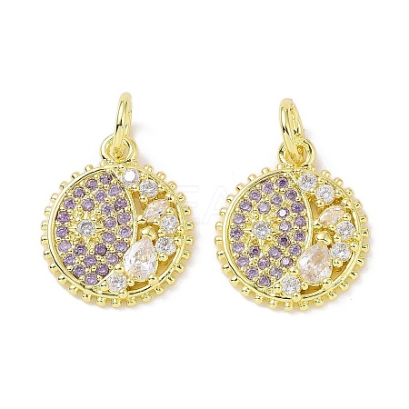 Real 18K Gold Plated Brass Micro Pave Cubic Zirconia Pendants KK-L209-056G-03-1