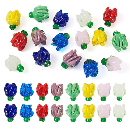 16Pcs 8 Colors Handmade Lampwork Beads LAMP-TA0001-33-1